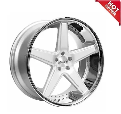 4ea 22  Staggered Azad Wheels AZ008 Silver Brushed With Chrome Lip Rims(S1) • $2020