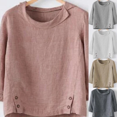 £12.19 • Buy Plus Size Womens Long Sleeve Tunic Tops Baggy Loose T-Shirt Plain Casual Blouse