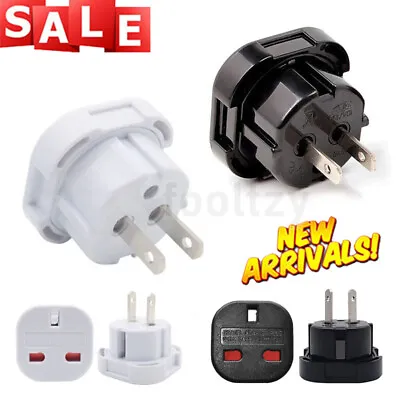 Travel Plug UK To USA US America Canada Tourist Power Mains Adaptor White/Black • £3.40