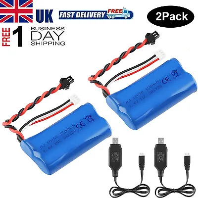 2PCS 7.4V Li-ion 1500mAh Rechargeable Battery Pack For 1/10 Scale RC Truck Cars • £18.84