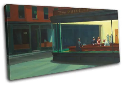 Edward Hopper Night Hawk Vintage SINGLE CANVAS WALL ART Picture Print • £23.99