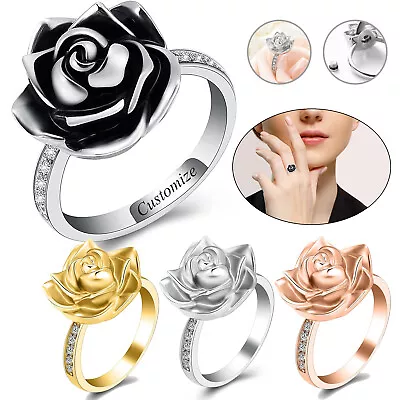 Rose Flower Cremation Jewelry Urn Ring For Ashes Keepsake Urn Ring Memorial Gift • $10.19