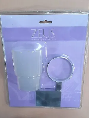 £8.99 • Buy Brand New ZEUS Polished Chrome Toothbrush Holder With Smoked Glass Tumbler