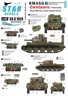 Star Decals 35-c1019 Decals: Rmasg Centaurs- Royal Marines Tanks In Norm  1:35 • £10.59