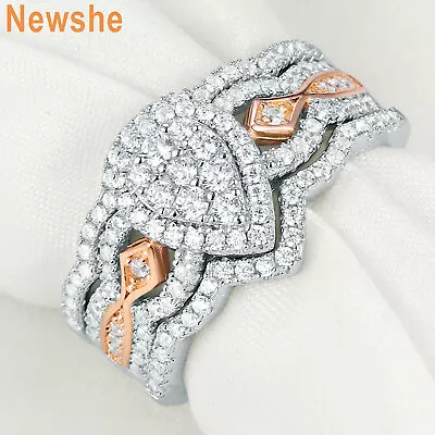 Newshe Vintage Wedding Ring Set For Women Rose Gold Plated Sterling Silver Size7 • $42.99