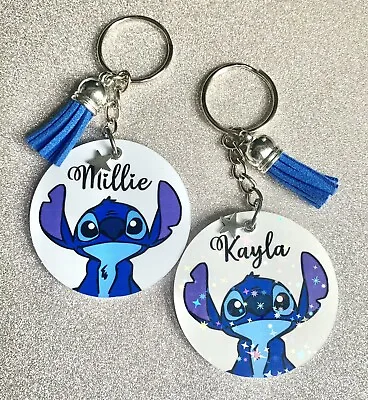 Stitch Disney Inspired Personalised Keyring. Handmade Novelty Gift! • £4.09