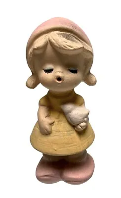 Ceramic Girl Bird Figurine Mid Century Decor Twiggy Lashes UCTCI Japan 4.5” • $7.49