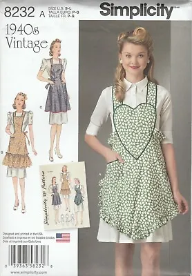 Simplicity Sewing Pattern 8232 Miss Vintage 1940's Style Retro Aprons  Sz S-L • $12.95
