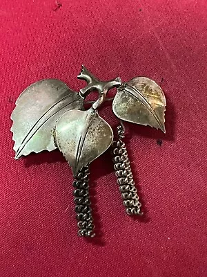 Vintage 1950 .925 Sterling Silver Leaves Pin Brooch Signed NEUGEL MIC Sweden • $50