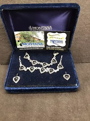 Montana Silversmith Black Heart Necklace Pierced Earrings Bracelet Set New • $99.95