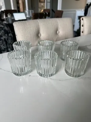 Set Of 6 Clear Glass Tea Light Candle Holders Glass Votive Ribbed Design 2.5  • $10.95
