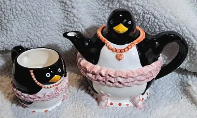 Mary Ann Baker Teapot Teacup Penguin Mug Coffee Ballet Otagiri Japan Vintage • $79.99