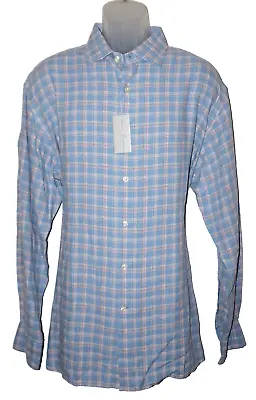 Daniel Cremieux Signature Long Sleeve Shirt XL Blue Check Linen NWT (DCS657) • $22.95