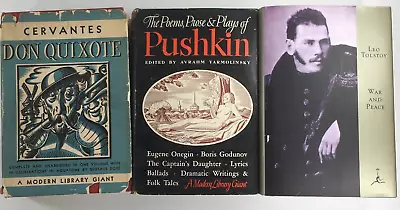 Lot Of 3 A Modern Library Giant  War & Peace    Don Quixote   Pushkin  HCDJ • $29.99