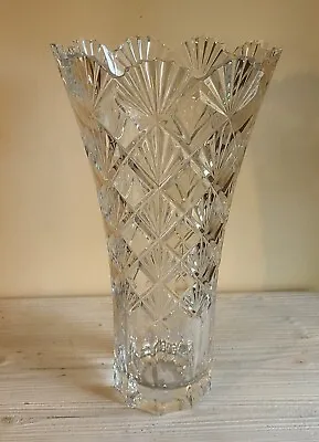 Mikasa Viceroy 14  Exquisitely Cut Flare Clear Crystal Vase In Original Box VTG • $90