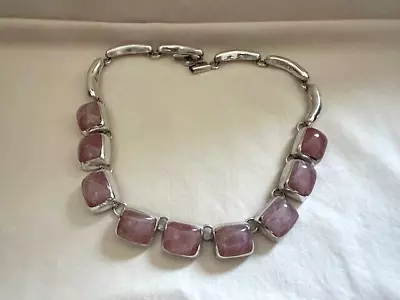 Vintage TAXCO Mexico 925 Sterling Silver Rose Quartz Necklace • $249