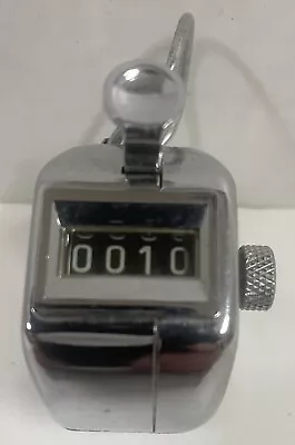 Vintage 4 Digit Manual Hand Held Clicker Tally Counter Mechanical Lightning • $15.99