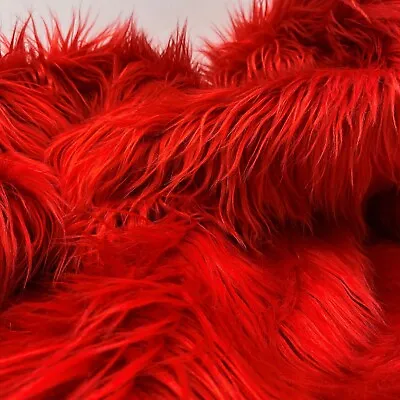 $23.99 • Buy Red Mohair Shaggy Faux Fur Fabric By The Yard ( Long Pile ) 60  Wide