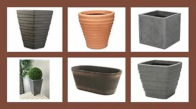 £9.99 • Buy Large Outdoor Plant Pots / Containers Huge Choice Lightweight & Shatterproof!