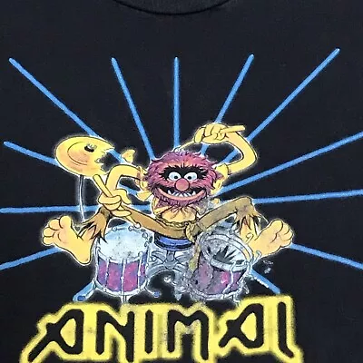 2006 Disney Muppets Animal Drummer T-Shirt Black Cotton Sz XXL? 3? Mighty Fine • $10