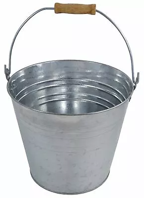 12L Galvanised Metal Bucket Strong Steel Wooden Handle Water Coal Fire Garden • £8.99