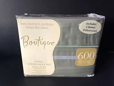 Boutique 600 Thread Count 100% Luxury Cotton 6 Piece Sheet Set Queen Sage • £33.73