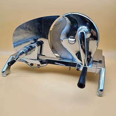 Vintage Food Slicer Meat Cheese Manual Hand Crank With Lock - Chrome • $78.77