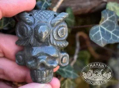Large Owl Bujo Headdress Skull Pendant Guatemalan Maya Jadeite Jade Guatemala • $200