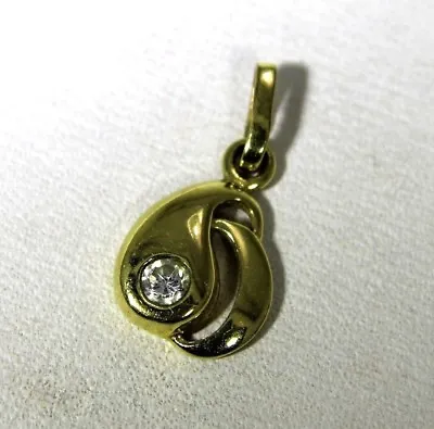 9ct 9k Yellow Gold Cubic Zirconia Abstract Pendant • $125.13