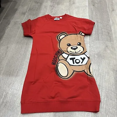 Moschino Kid Teddy Bear Short Sleeve Red Dress Size 8 128 • $80