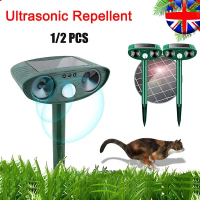 Solar Ultrasonic Dog Cat Repellent Fox Pest Scarer Deterrent Repeller Garden UK • £40.99