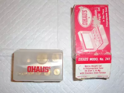 Ohaus Model # 241 16 Pc. Metric Weight Set In Case W/ Forceps New ? 20mg - 50g • $29.99