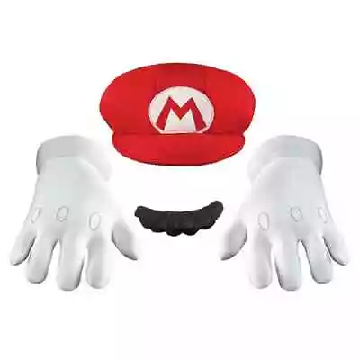 Mario Hat Gloves Nintendo Super Mario Brothers Halloween Adult Costume Accessory • $30.77