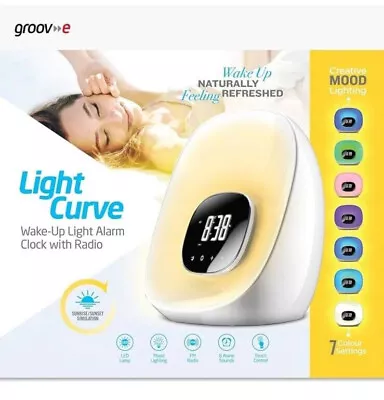 Groov-e Light Curve Wake Up Light With FM Radio & Alarm Clock UK Mains - White • £23.50