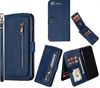 $14.50 • Buy Sony Xperia Xz1 Leather Wallet 9 Card Slots Vertical Flip &Zip