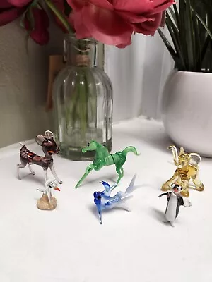 Murano Style Mini Art Glass Animals X 6 Figurines Deer/fish/swan/penguin/horse • £0.99