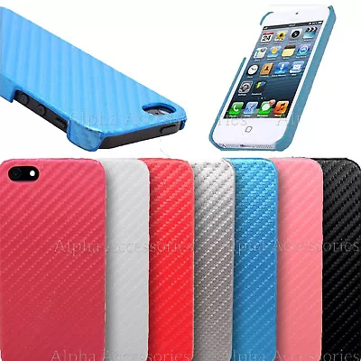 For IPhone SE5S5 Luxury Inspired PU Leather Carbon Fibre Back Skin Case Cover • £1.98