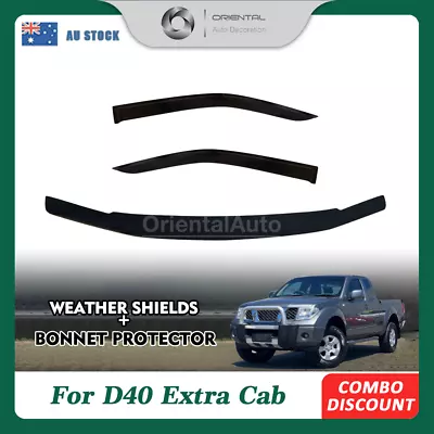 Bonnet Protector&Weathershields 2pcs For Navara D40 Extra Cab 2005-2010 Spanish • $144