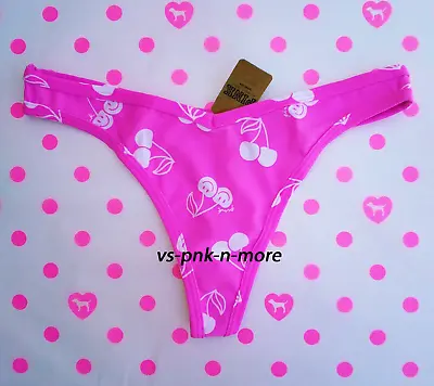 $7.99 • Buy Victorias Secret PINK Cotton Thong String Panty V-cut Logo Berry Cherry S M L