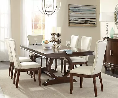 Modern Traditional 7pc Dining Set Extandable Table 6 Upholstered Chairs Set • $1775