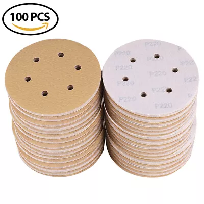 100PCS 220 Grit 6 Inch 6-Hole Sanding Disc Sandpaper Sander Paper Hook Loop • $22.99