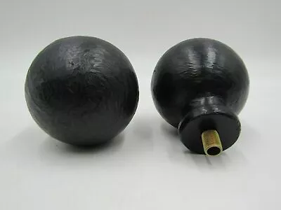 Pottery Barn Ball Finials 1.25  Diam Cast Iron Black S/ 2 Large #C88 • $29.81