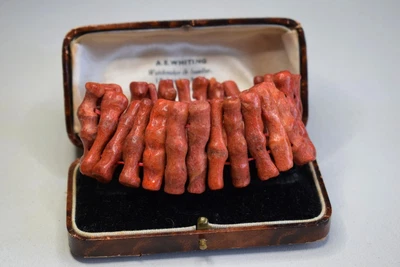 £12 • Buy Vintage Bamboo Branch Coral Stretch Bracelet 51grams Red Or Pink Coral