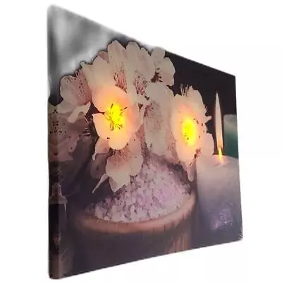 Set Of 2 Canvas Wall Art Pictures Candles Flowers Crystals 60x40cm A2 • £9.95