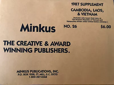 MInkus Cambodia Laos & Vietnam 1987 Supplement # 26 Inc Laos Only • $7.95