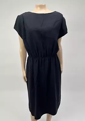 Vintage 50's Mode O Day Dress Women's Party Black Viscose S/S Sheath 60's X3-20 • $23.99