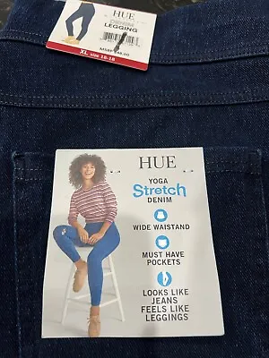 Hue Blue Denim Legging Pants Yoga Stretch Wide Waistband Skinny Fit Sz XL 16-18 • $21.99