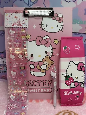 Hello Kitty Sanrio A4 Clipboard Pencil Case Sticker Strip Gel Pen Bundle • $19.32