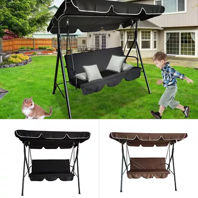 3-Person Swing Chair Patio Hanging Bench W/Canopy & Removable Cushion Outdoor • $86.99