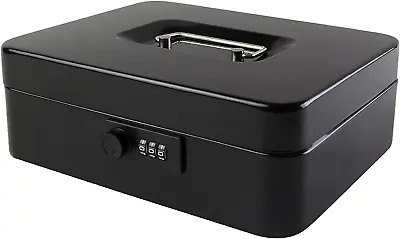 Large Cash Box With Combination Lock Safe Metal Money Box With Money Tray For Se • $21.33